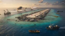 By pouring millions of tons of concrete into shallow waters year after year, China turned disputed reefs into permanent military outposts
