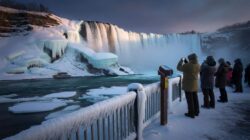 At minus 55 degrees, Niagara Falls have nearly frozen solid, creating a rare and extreme winter spectacle that some hail as nature’s beauty while others fear as a climate catastrophe